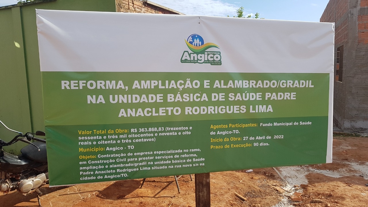 OBRAS: em breve, reforma e ampliação da Unidade Básica de Saúde Padre Anacleto Rodrigues Lima será inaugurada 